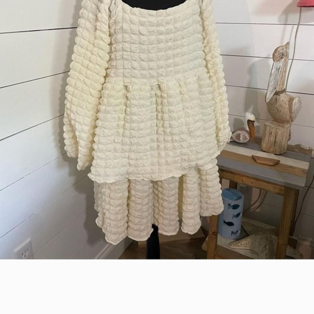 Simply Southern Cream Textured Bubble Tiered Dress
